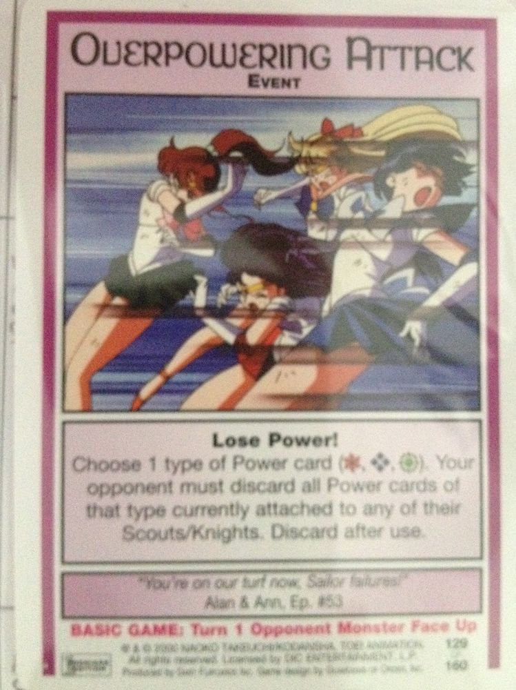 SAILOR MOON TRADING CARD # 129 ( OVER POWERING ATTACK )