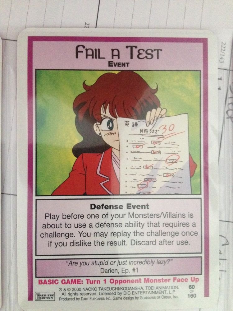 SAILOR MOON TRADING CARD # 60 ( FAIL A TEST)