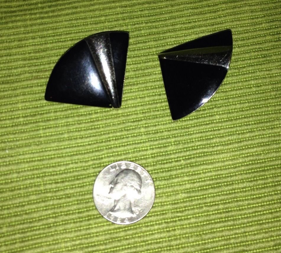 Vintage Costume Black & Silver Clips By Monet