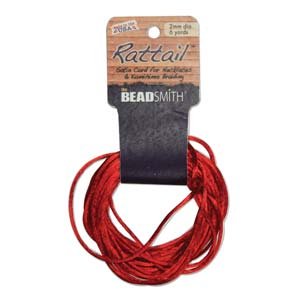 2mm Rattail Cord, Red, 6yds