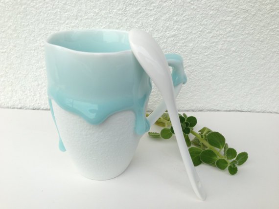 Free Shipping!! Ceramic Cup /Coffee Mug in Tiffany Blue/Turquoise - Handmade, Colour Ceramic Glaze