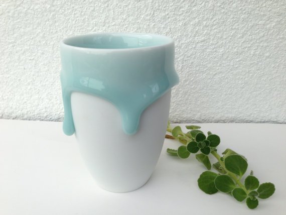 Free Shipping!! Ceramic Cup in Tiffany Blue/ Turquoise, Handmade
