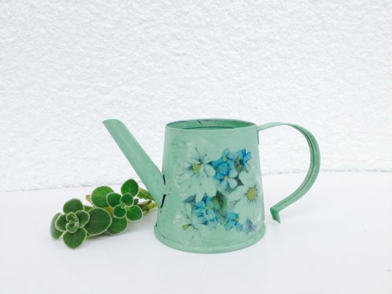 Free Shipping!! Mini Succulent Planter / Vintage Water Pot Planter in Mint green