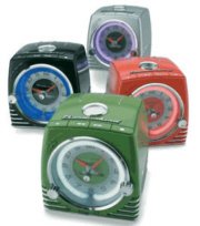 TELEMANIA Ford Thunderbird Retro Neon Alarm Clock Radio with CD Player - Blue