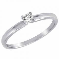 Round Diamond Solitaire Engagement Ring in Sterling Silver