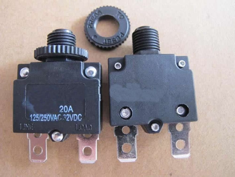 2 pieces 125/250VAC 20A NC SPST 2 Pins Circuit Breaker Overload Protector