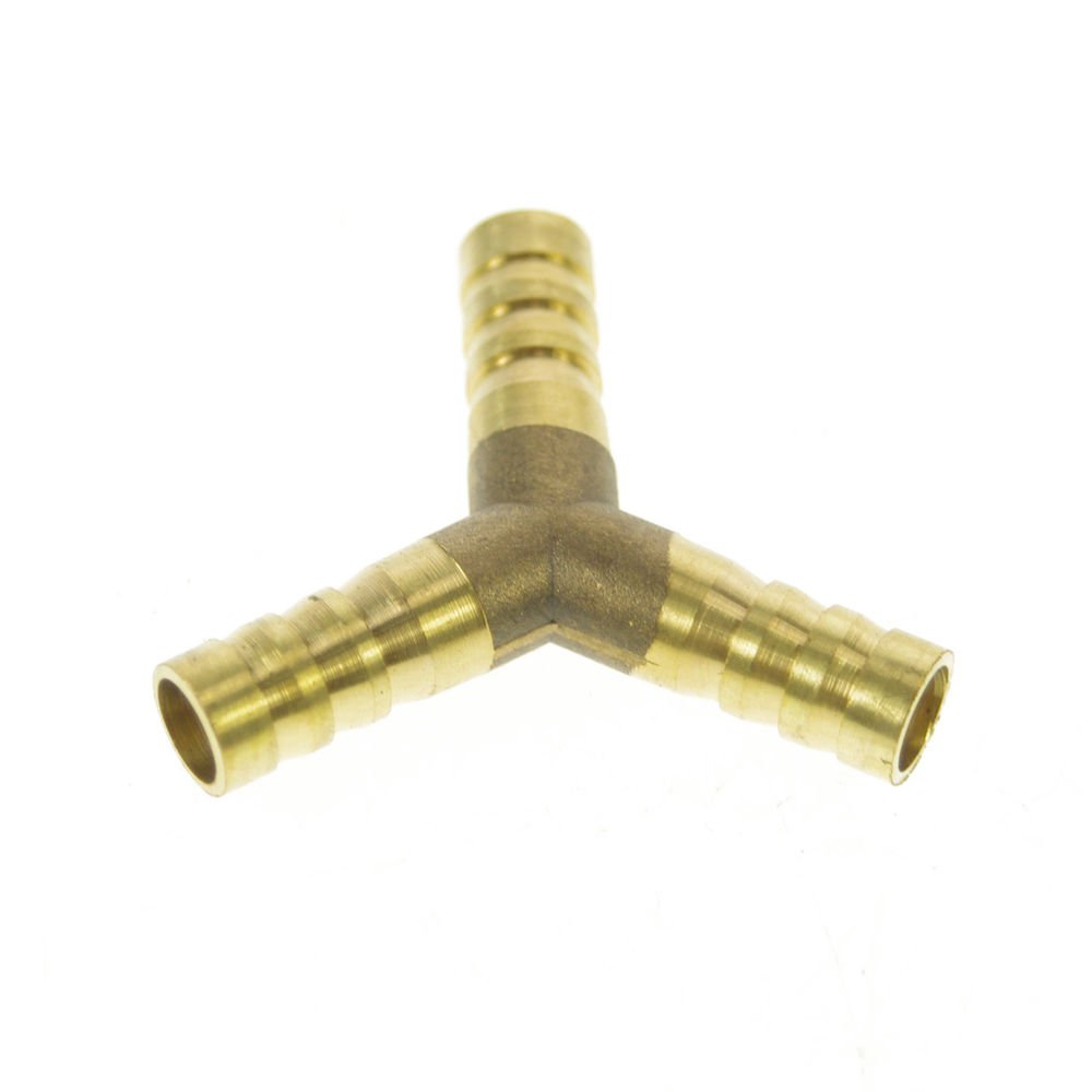 2pcs Tube ID 8mm 3 Ways Y Hose Barbed Brass Adapter Coupler