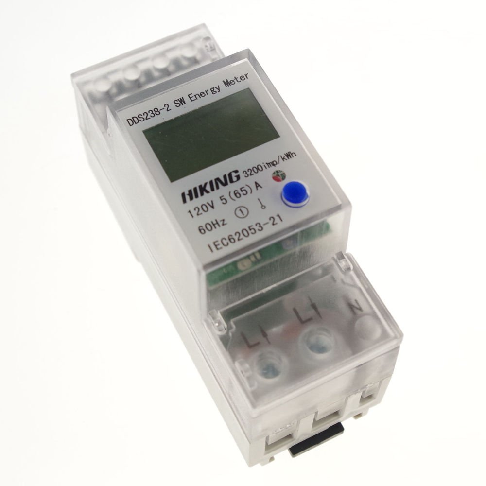 5-65A 120V 60Hz Single Phase Reset To Zero DIN-rail Kilowatt LED Hour kwh Meter