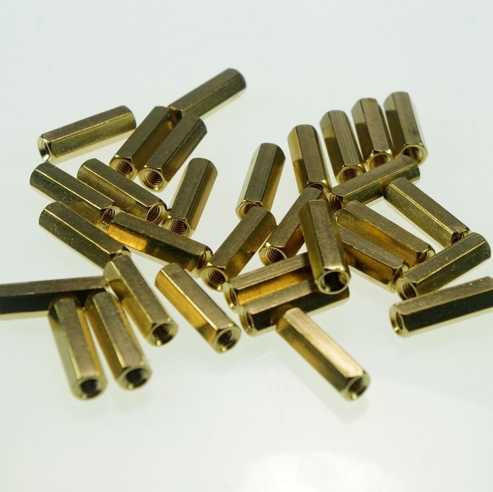 (20) M3×40mm Hexagonal Threaded Double Pass Brass Spacers Hexagon Copper Post