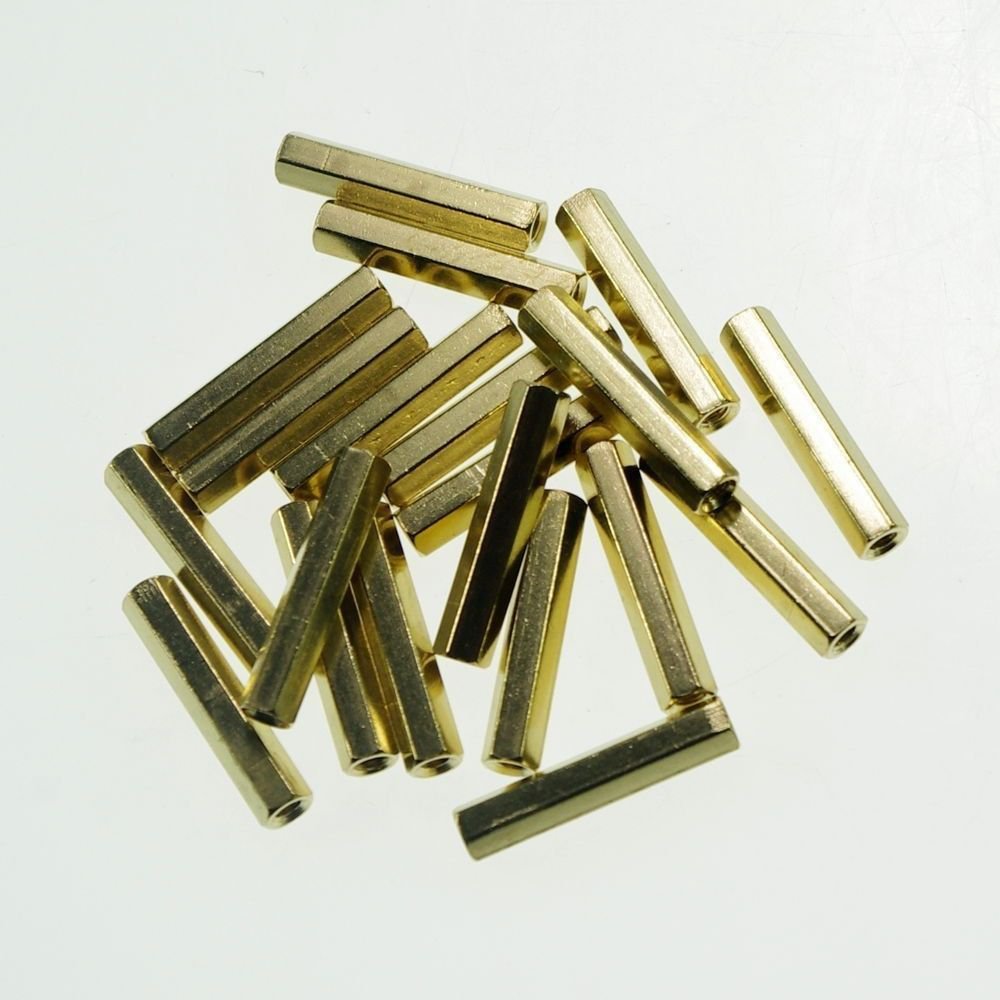(20) M2.5×12mm Hexagonal Threaded Double Pass Brass Spacers Hexagon Copper Post