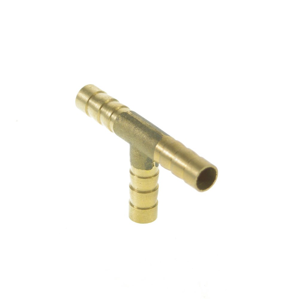 2PCS 3 Ways Tube ID 8mm Tee Hose Barbed Brass Adapter Coupler