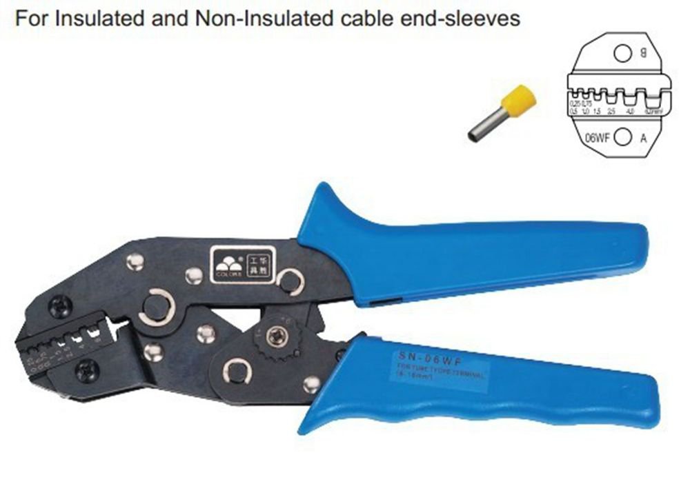 One Hand Insulated And Non-Insulated Ferrules Plier Crimper 0.25-6mm2 AWG 24-10