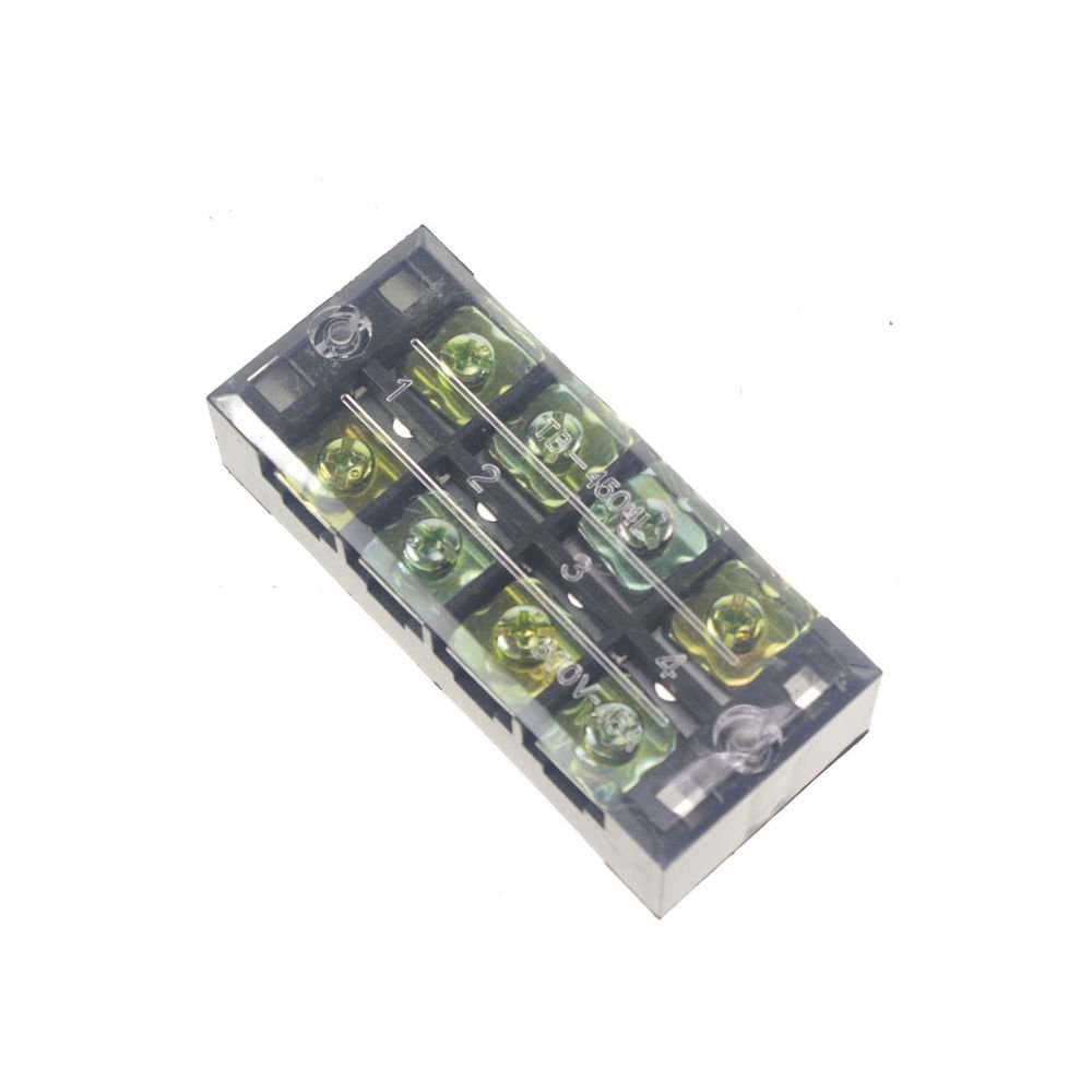 (1)4 Position/Poles 8 Holes Screw Terminal Blocks Covered Barrier Strip 600V 45A