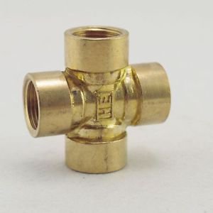 1/4" BSP 4 Way Female Cross Pipe Brass Adapter Coupler