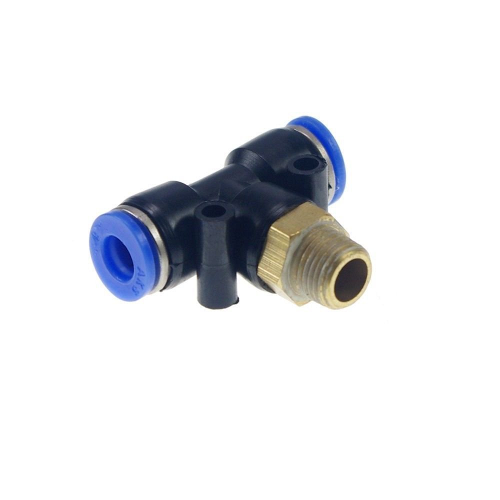 LOT5 Pneumatic Push In Tube Fitting Branch T Union 6mm to Center Male 1/2" BSP