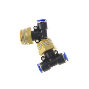 LOT5 Pneumatic Push In Tube Fitting Branch T Union 8mm to Center Male 1/2" BSP