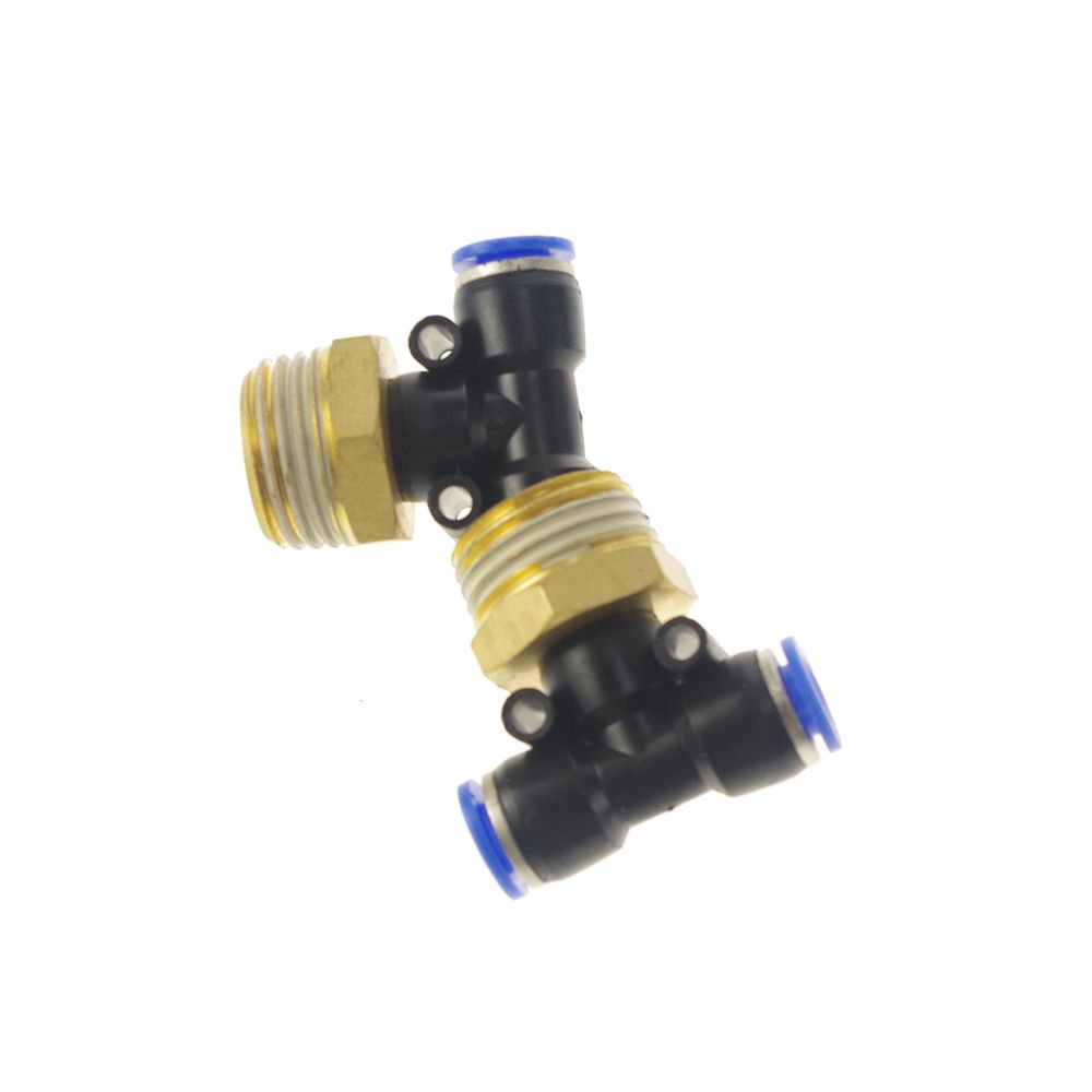 LOT5 Pneumatic Push In Tube Fitting Branch T Union 10mm to Center Male 3/8" BSP