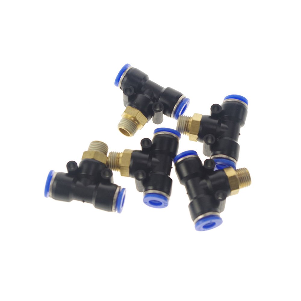 LOT5 Pneumatic Push In Tube Fitting Branch T Union 12mm to Center Male 1/8" BSP