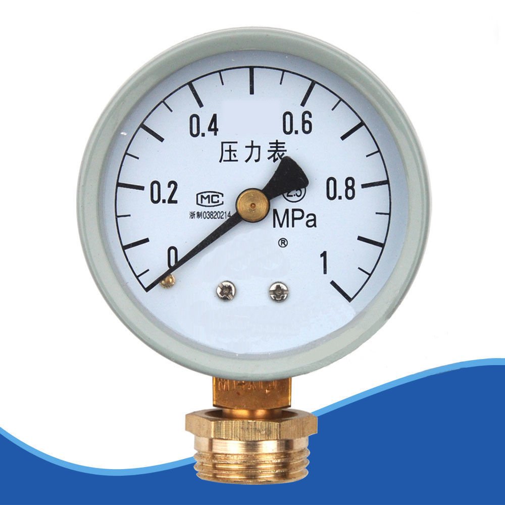 Water Oil Hydraulic Air Pressure Gauge M14*1.5 0.6/1Mpa with 1/2"BSPP Adapter