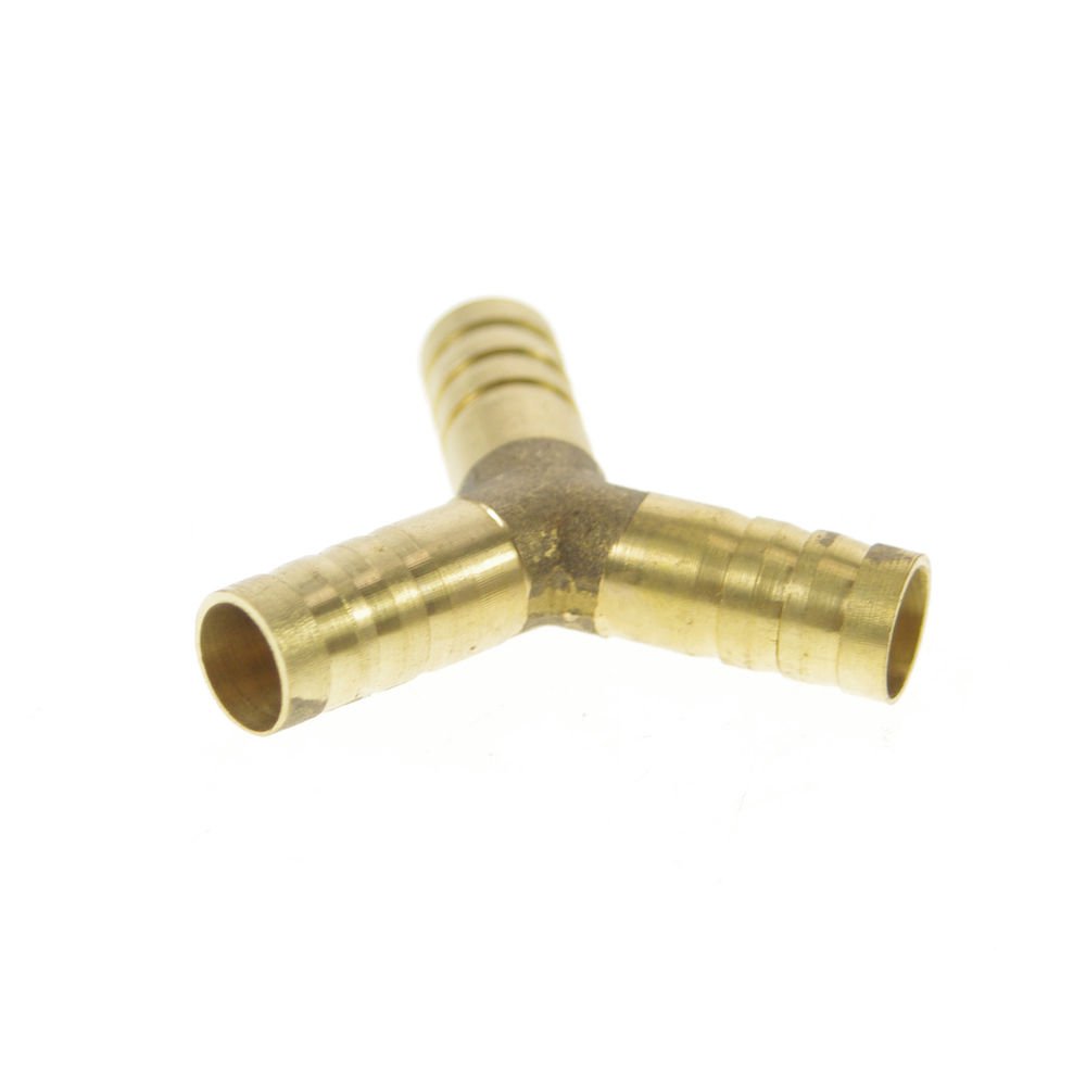 2pcs Tube ID 10mm 3 Ways Y Hose Barbed Brass Adapter Coupler