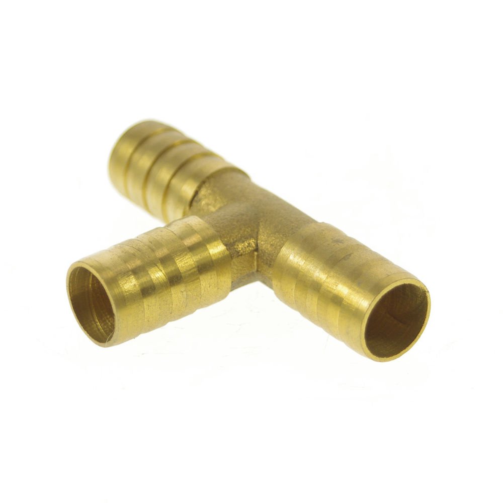 2PCS 3 Ways Tube ID 12mm Tee Hose Barbed Brass Adapter Coupler