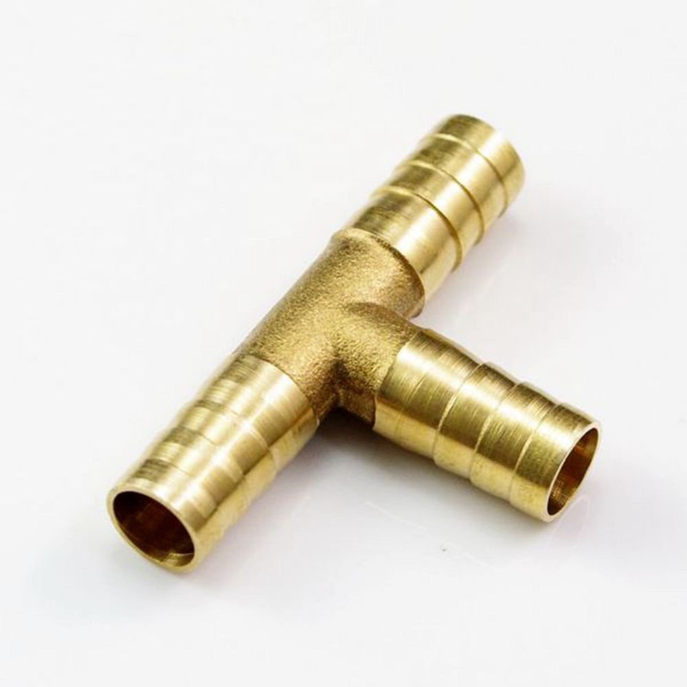 (10) 3 Ways Tube ID 10mm Tee Hose Barbed Brass Adapter Coupler