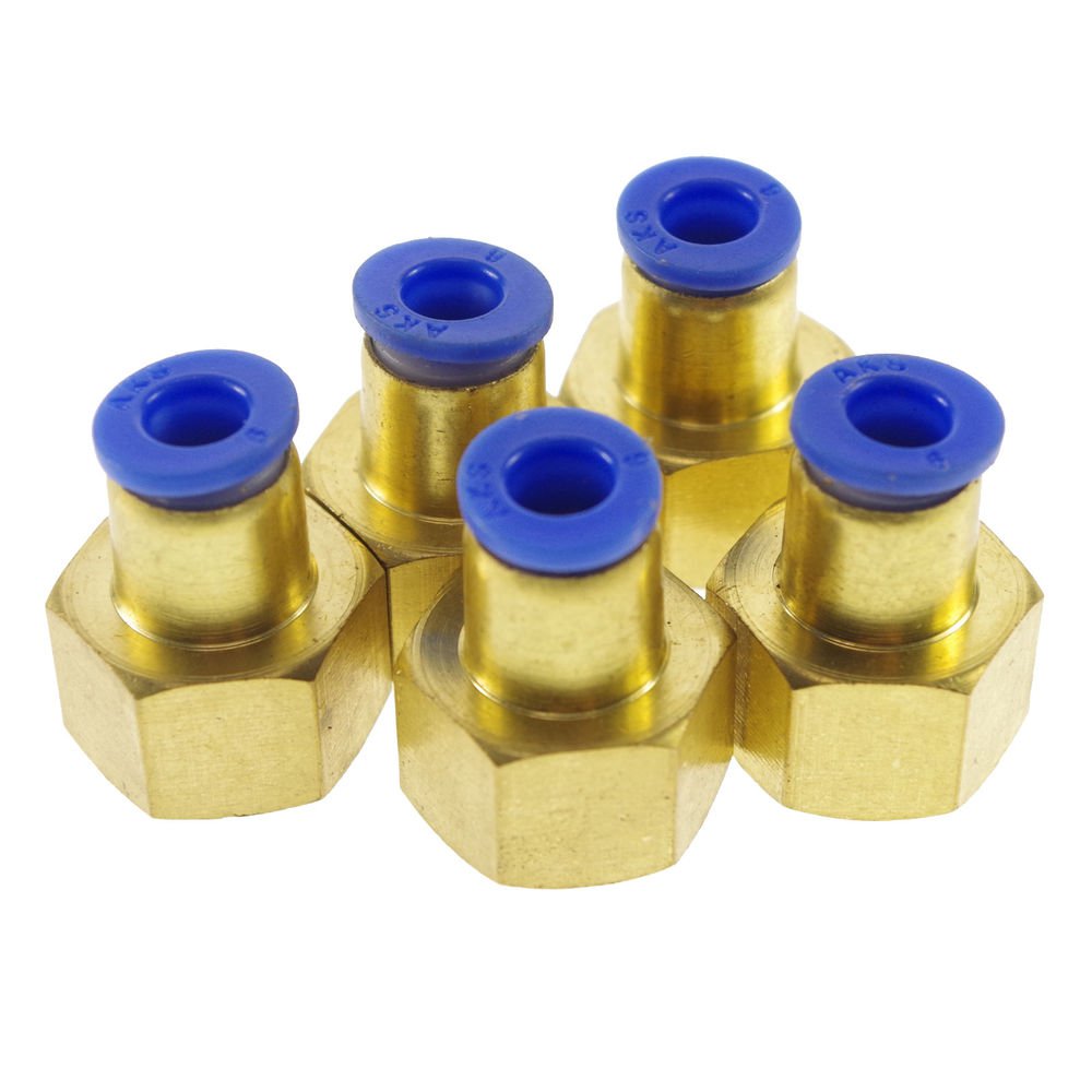 LOT5 One Touch Push In Tube Straight Union Connector Female BSPT 3/8" to 6mm