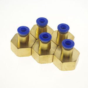 LOT5 One Touch Push In Tube Straight Union Connector Female BSPT 1/2" to 6mm
