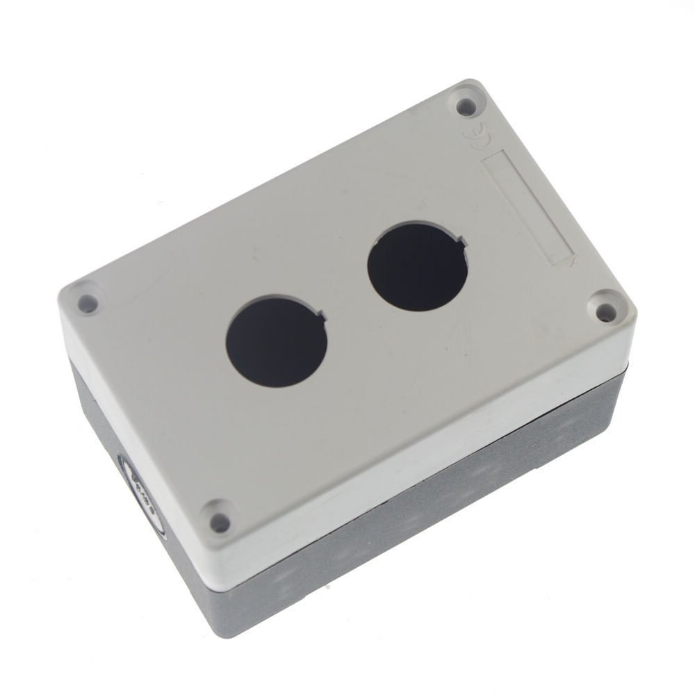 (1)HJ9-2 Pushbutton 2 Switch Control Station Protector Box Black & White 2 Holes