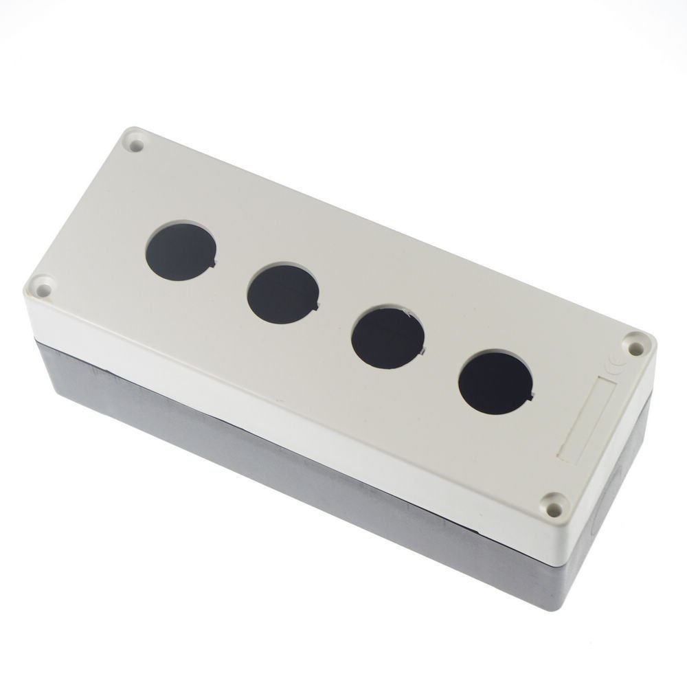 (1)Pushbutton 4 Switch Control Station Protector Box Black &White 4Holes HJ0-4W
