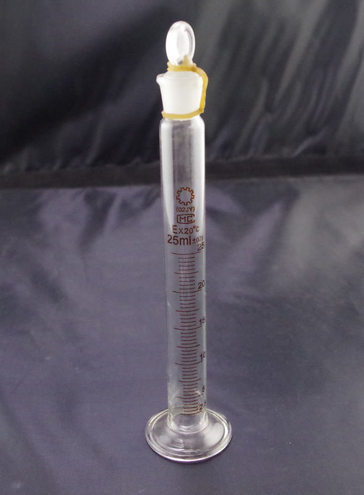 lot10 graduated cylinder with stopper measuring 25ml lab glass