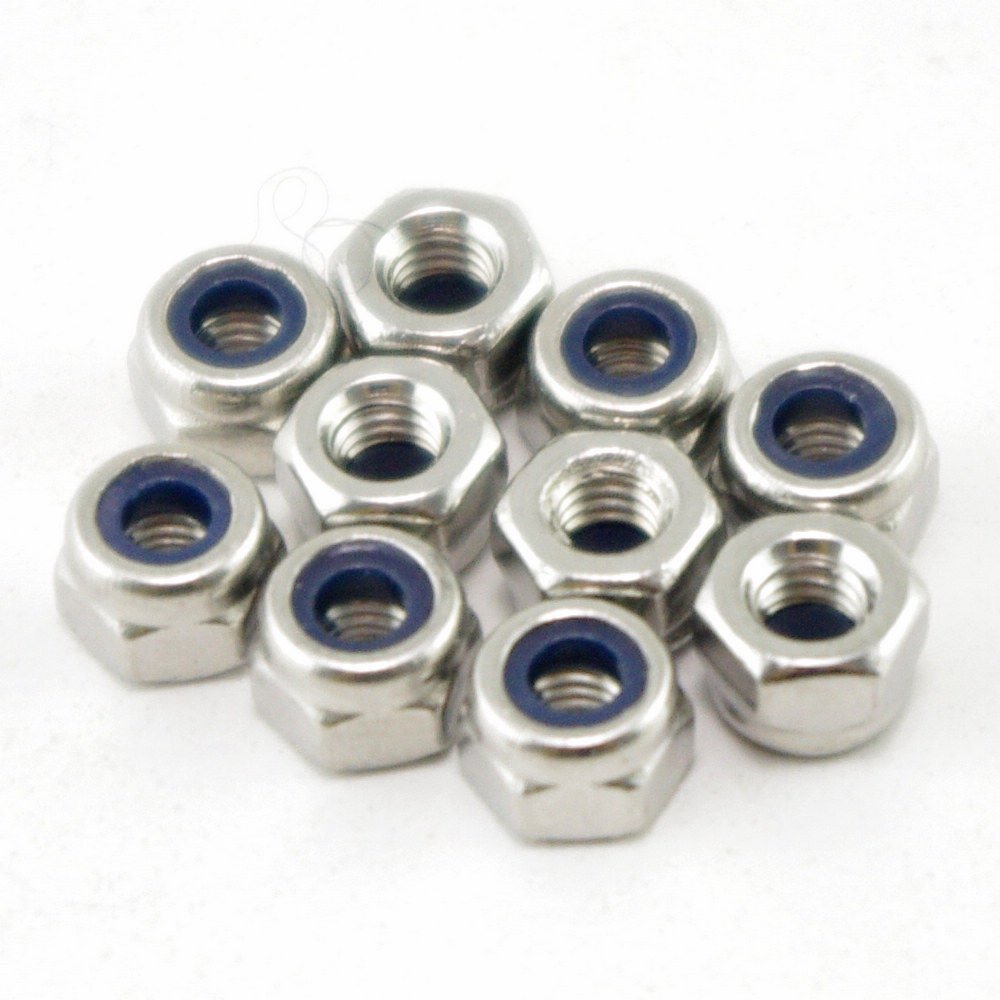 (50) Metric M4 304 Stainless Steel Hex Head Nylon Insert Lock Jam Stop Nuts