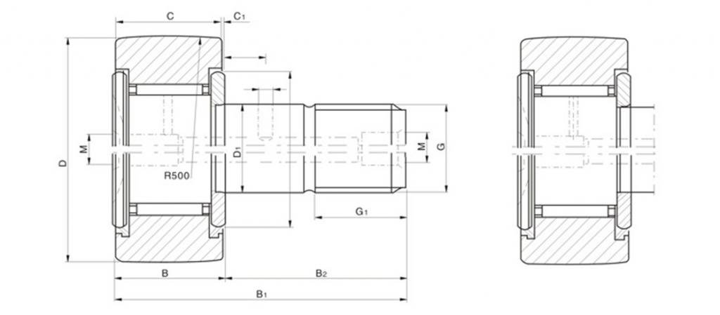 (2)Stud Type Track/Needle Roller Wheel And Pin Bearing CF Bearing Metric Thread
