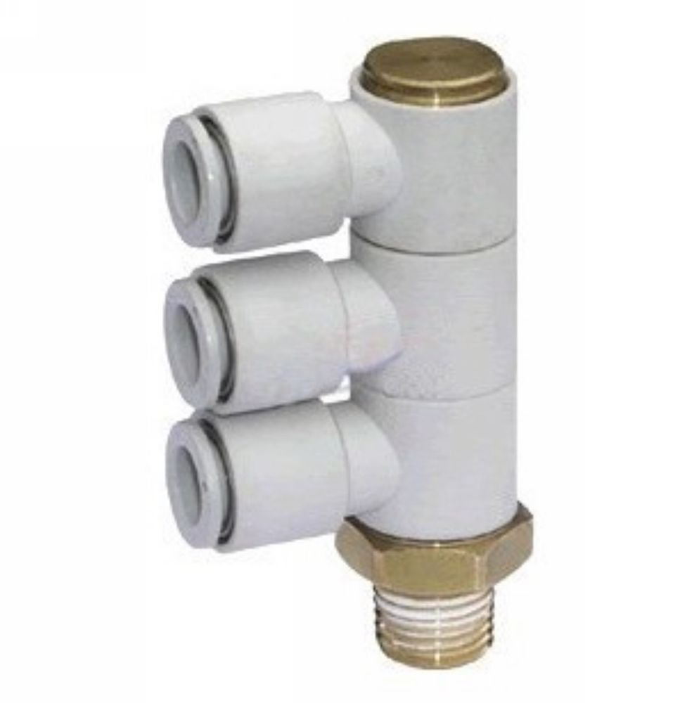 (5) One Touch Universal Male Triple Elbow Connector Replace SMC KQ2VT04-M5