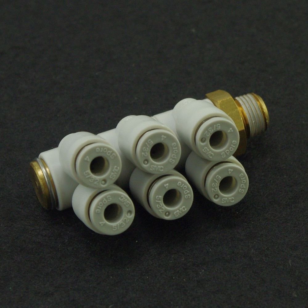 (5) Universal Male Triple Branch Elbow Connector Replace SMC KQ2ZT04-01S