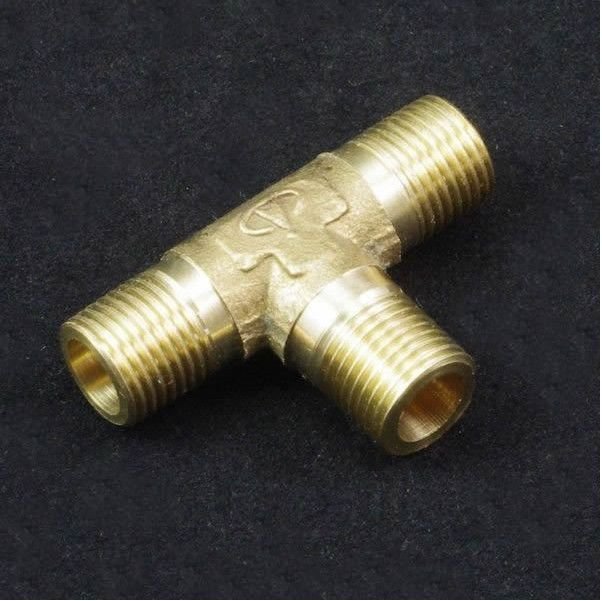 2PCS 3 Ways 1/4" Tee Male BSP Brass Coupler Adapter