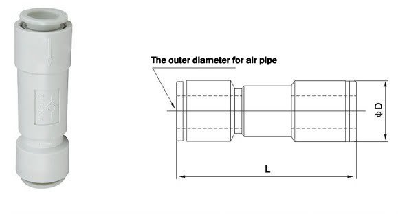 SMC Type AKH 12-00 12mm Inner Diameter STRAIGHT ONE WAY NONRETURN CHECK VALVE
