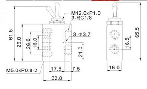 (1)PCS 2 Postion 5 Port 1/8" Thread Toggle Switch Pneumatic Mechanical Valve