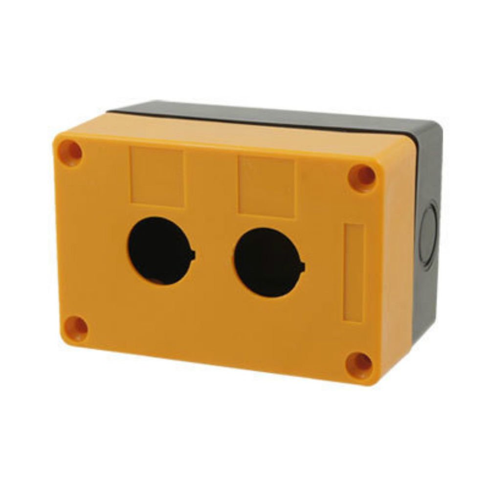 22mm Yellow Black 2 Hole Push Button Switch Station Control Plastic Box Case