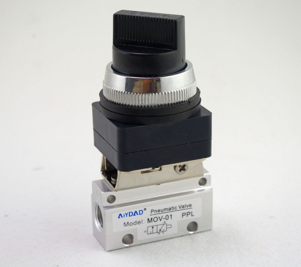 (1) 2 Way 2 Position 1/8" Thread Hand Turn Switch Pneumatic Mechanical Valve
