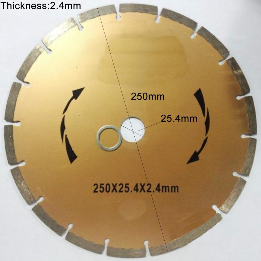 250*25.4*2.4mm Diamond saw blade Cutting marble, granite tile