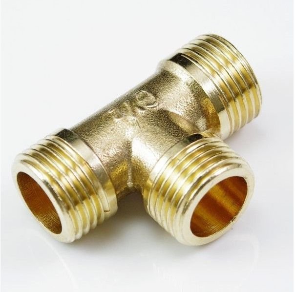 2PCS 3 Ways 3/8" Tee Male BSPP Connection Brass Coupler Adapter