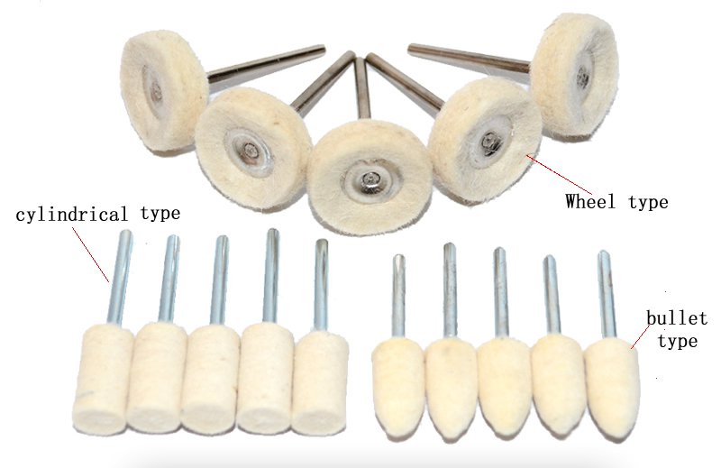 ï¼100ï¼ Polishing Wool Wheel Polishing tools Wheel Type with 3mm Mandrel