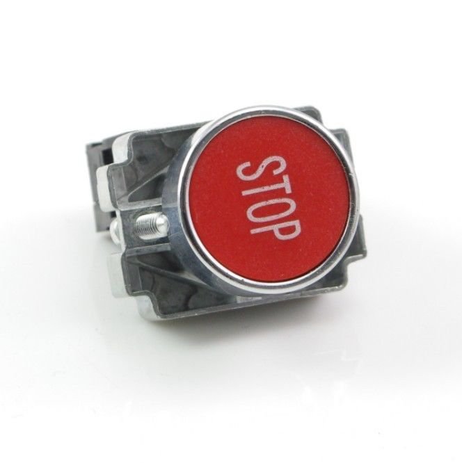 (1) 1 N/C XB2BA4342C Momentary Red Flush Pushbutton With Stop Mark Replaces