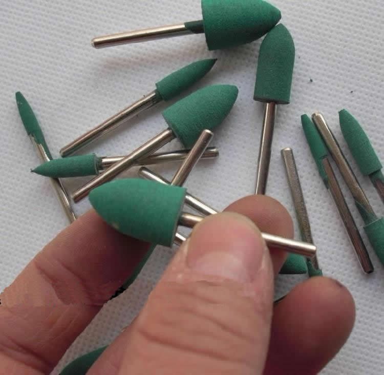 (20) Cusp10mm Elastic Conical Rubber Grinding Head Bullet Shape with3mm Mandrel