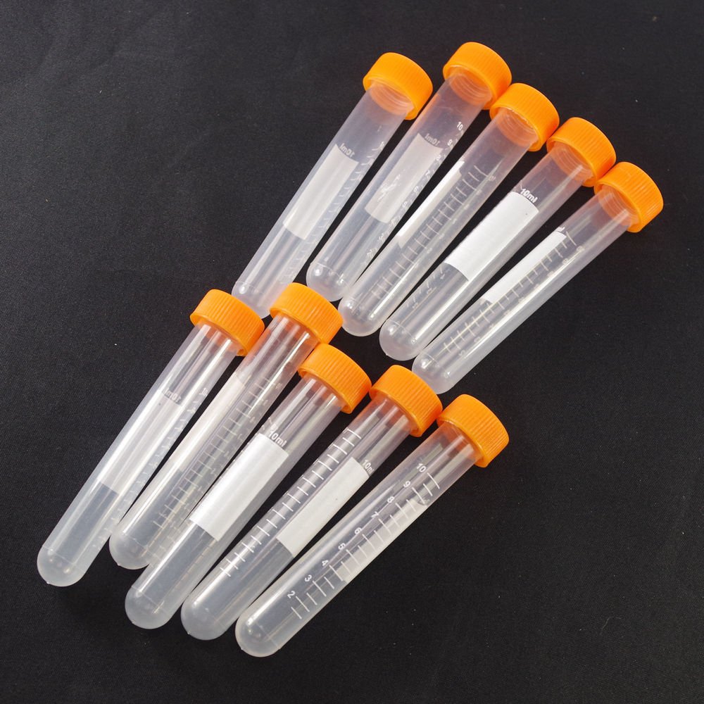 lot8 Plastic test tubes centrifuge tubes 10ml round bottom screw