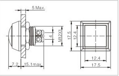 5PCS 12mm OD Zn-Al alloy momentary Square Push Button Switch /Screw Terminals