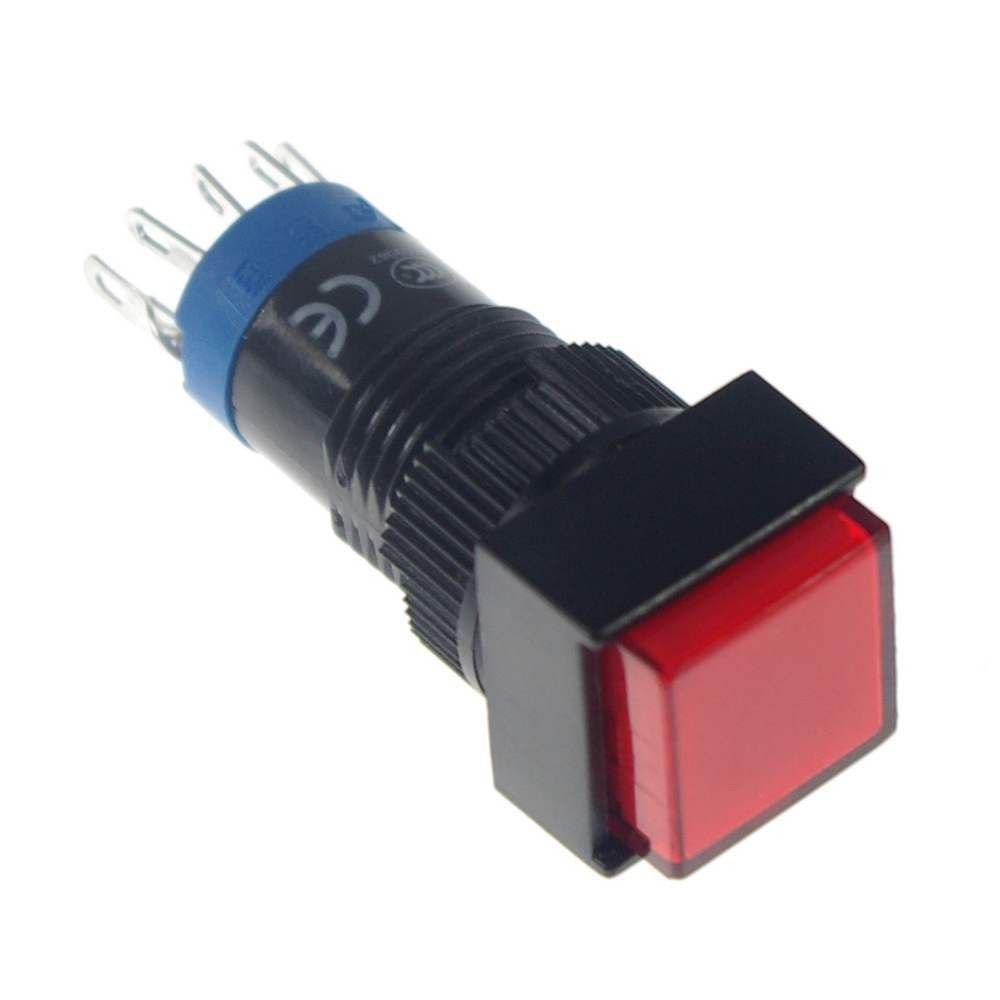 10PCS 12mm square Indicator pilot lamp latching pushbutton 2NO 2NC DPDT