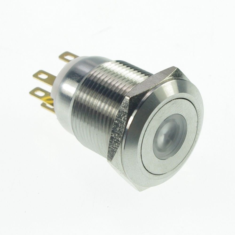 19mm Stainless Steel Dot illuminated Momentory Push Button Switch 1NO 1NC