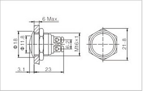 1PCS 16mm OD Stainless Steel Push Button Switch /Round/Screw Terminals